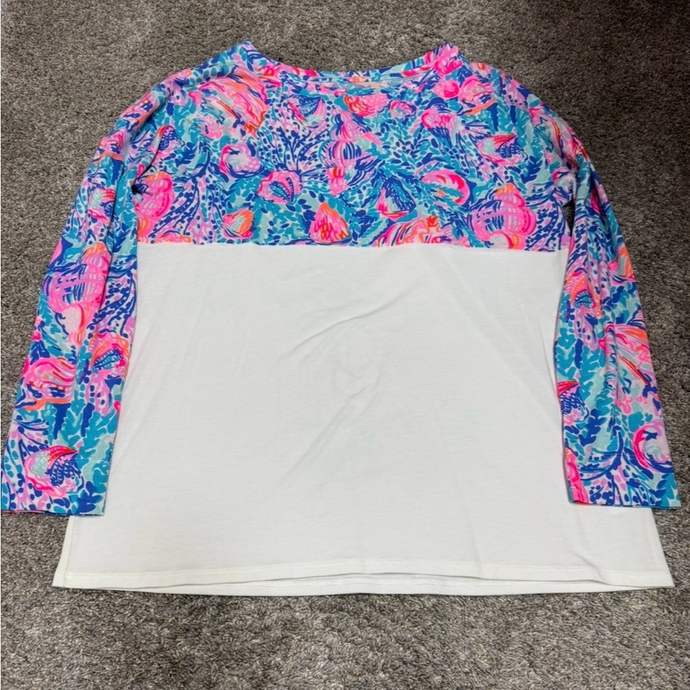 Lilly Pulitzer Pink and Blue Floral Long Sleeve Top